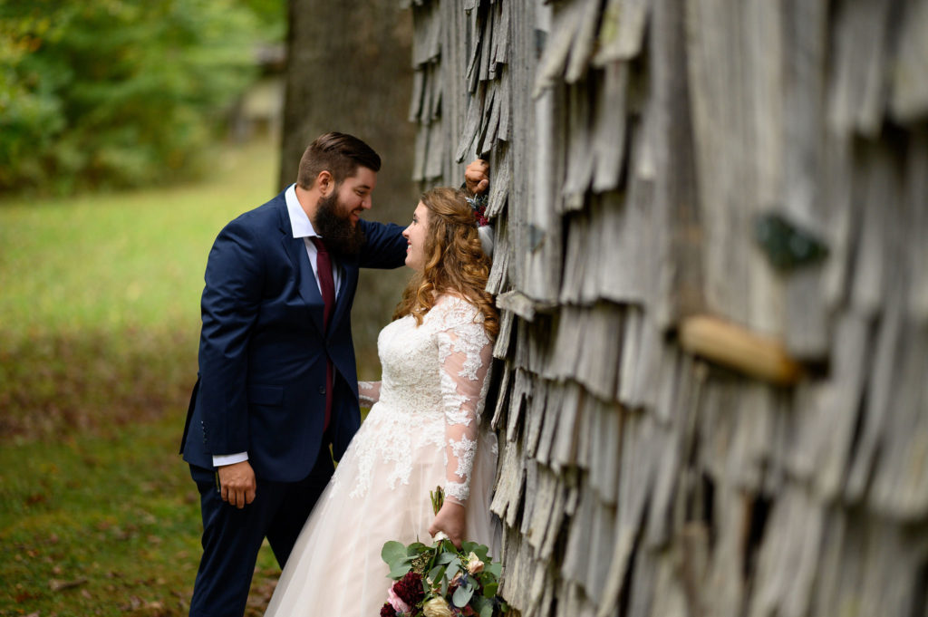 Appalachian trail wedding bride and groom