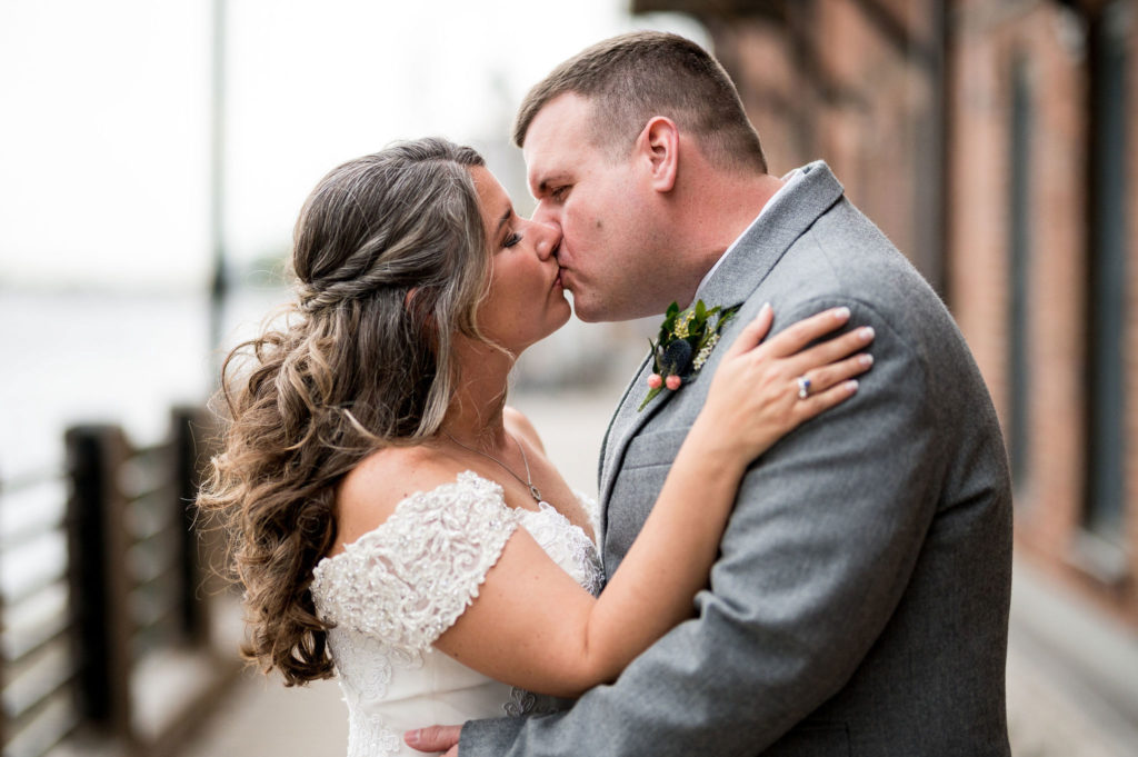 Wilmington North Carolina bride and groom kissing