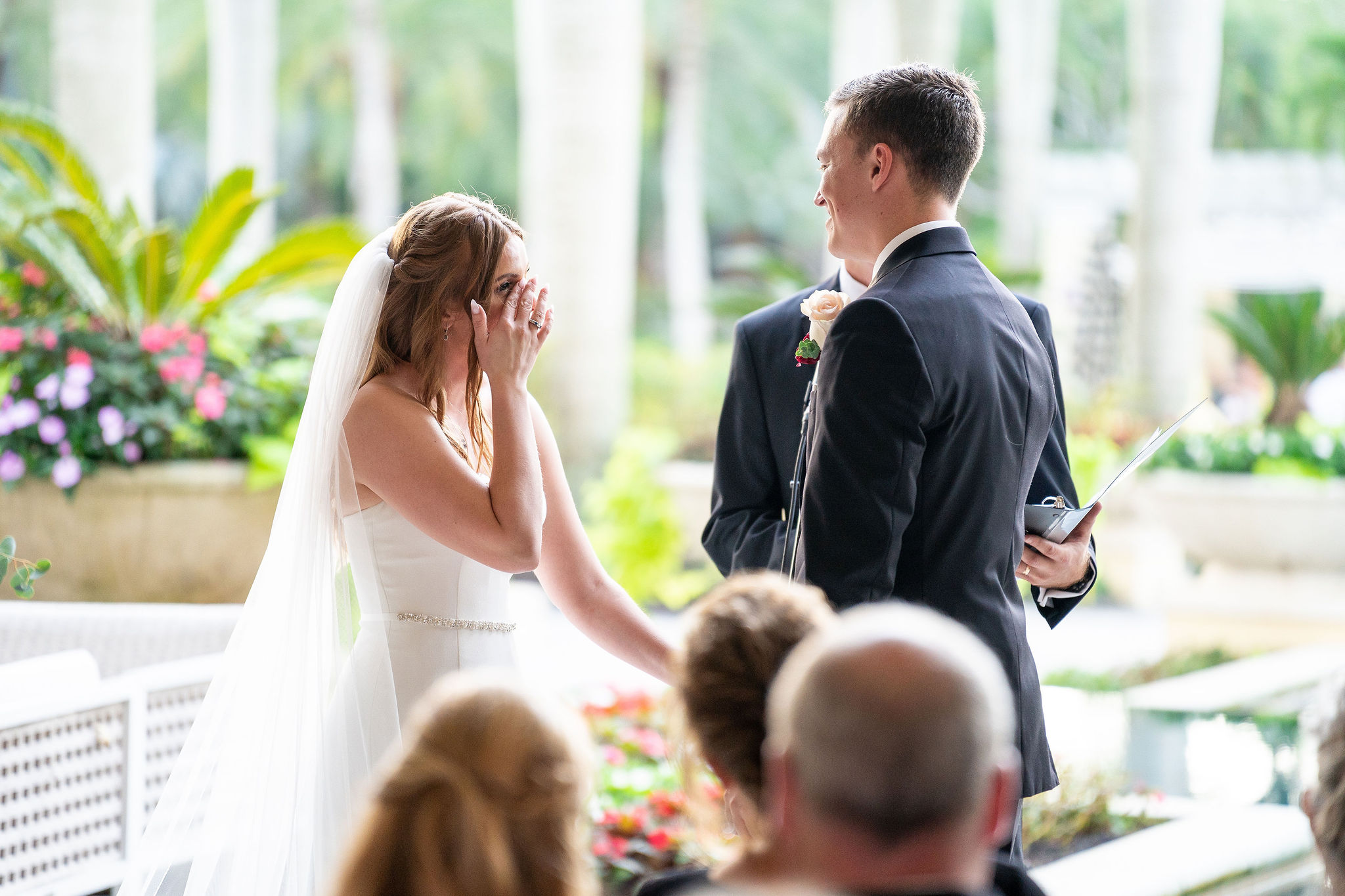 bride crying during ceremony