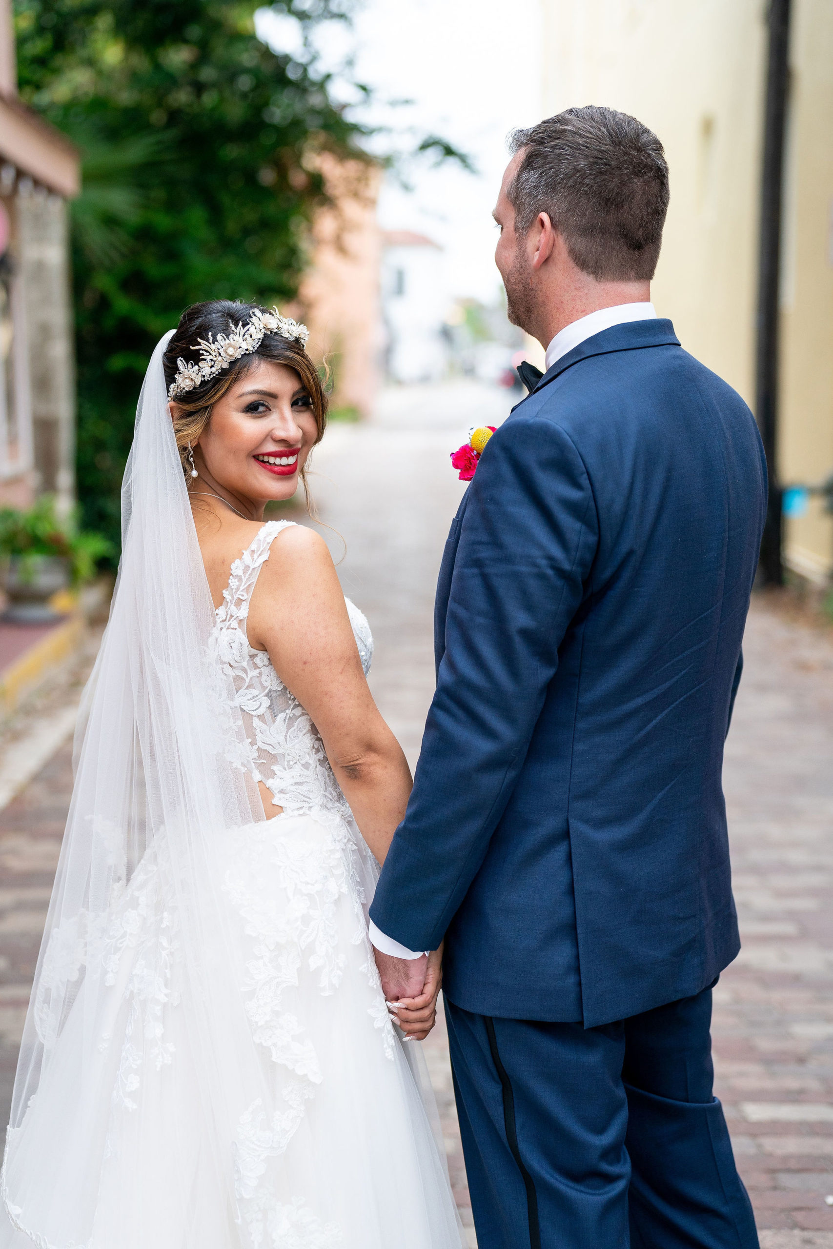 bride and groom portraits after their st. augustine wedding